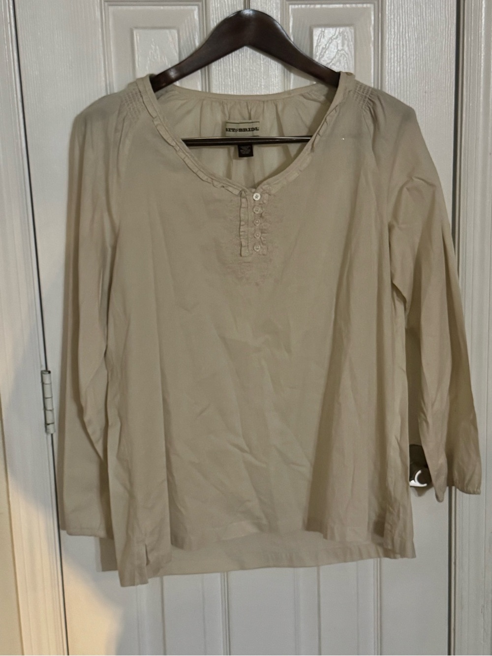 Bit & Bridle Beige Henley Long Sleeve Shirt